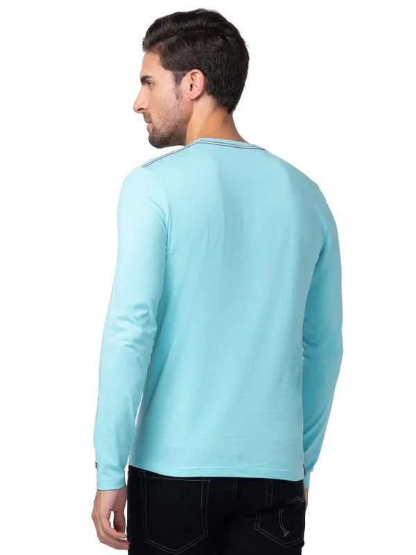 Being Human Regular Fit Men Crew Neck T-Shirts-Aqua Splash