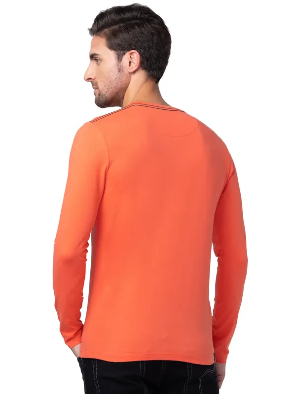 Being Human Regular Fit Men Crew Neck T-Shirts-Hot Coral
