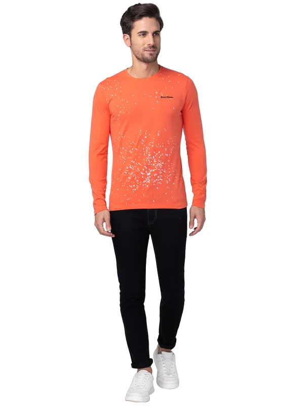 Being Human Regular Fit Men Crew Neck T-Shirts-Hot Coral