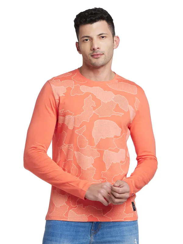 Being Human Clothing Men Regular Fit Crew Neck T-Shirts-Hot Coral