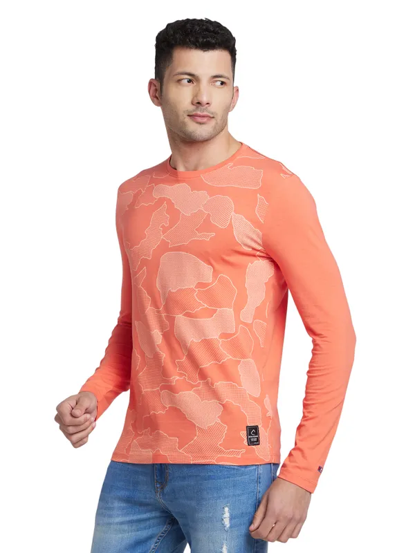 Being Human Clothing Men Regular Fit Crew Neck T-Shirts-Hot Coral