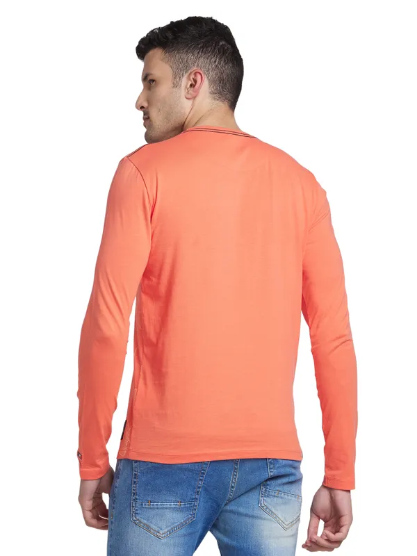 Being Human Clothing Men Regular Fit Crew Neck T-Shirts-Hot Coral