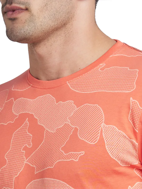 Being Human Clothing Men Regular Fit Crew Neck T-Shirts-Hot Coral