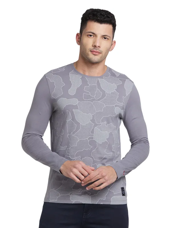 Being Human Clothing Men Regular Fit Crew Neck T-Shirts-Smoked Pearl