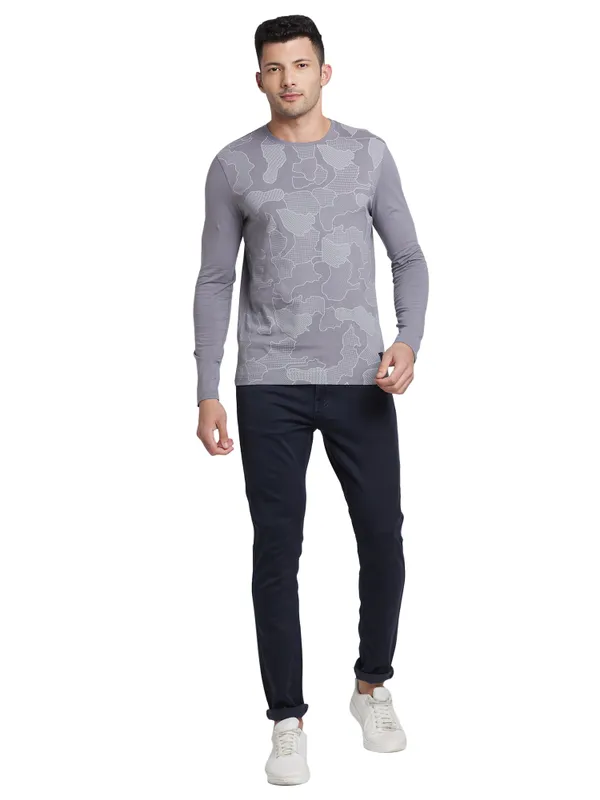 Being Human Clothing Men Regular Fit Crew Neck T-Shirts-Smoked Pearl