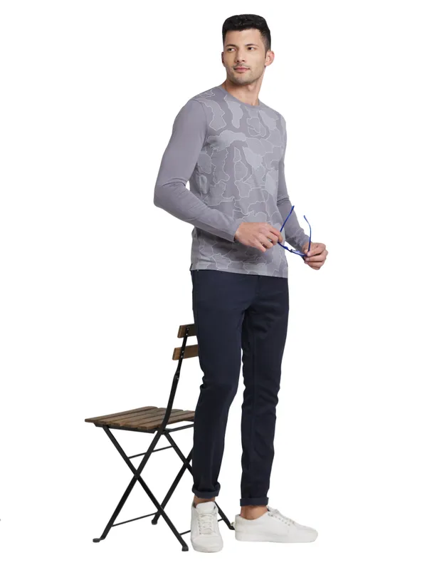 Being Human Clothing Men Regular Fit Crew Neck T-Shirts-Smoked Pearl