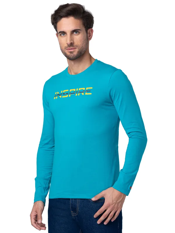 Being Human Regular Fit Men Crew Neck T-Shirts-Lake Blue