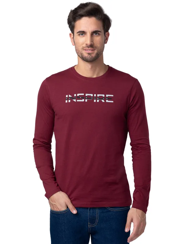 Being Human Regular Fit Men Crew Neck T-Shirts-Zinfandel