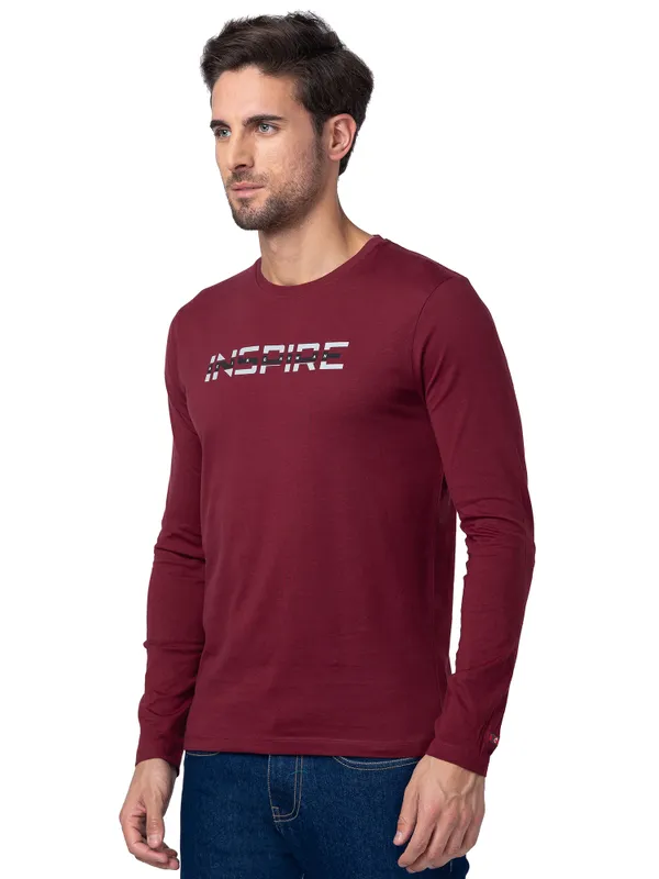 Being Human Regular Fit Men Crew Neck T-Shirts-Zinfandel