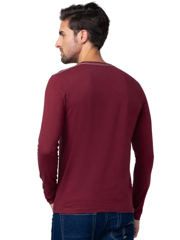 Being Human Regular Fit Men Crew Neck T-Shirts-Zinfandel