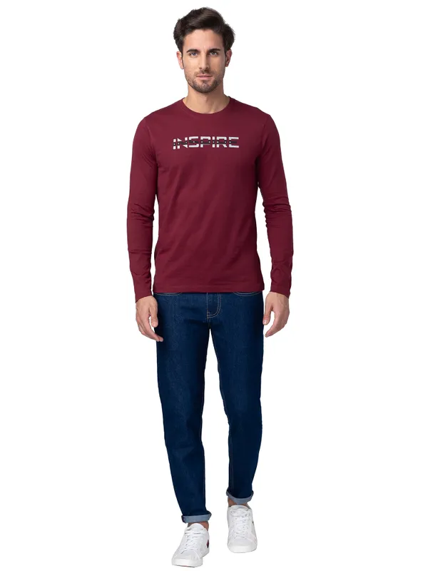 Being Human Regular Fit Men Crew Neck T-Shirts-Zinfandel