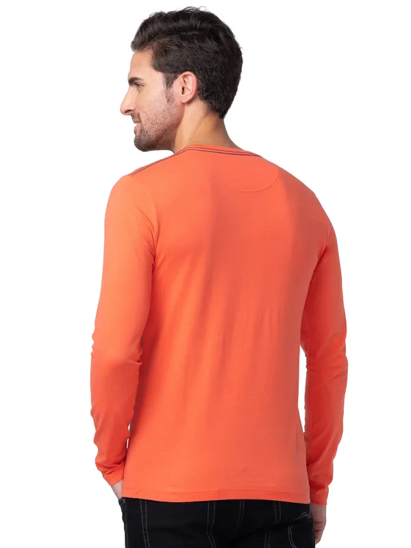 Being Human Clothing Men Regular Fit Crew Neck T-Shirts-Hot Coral