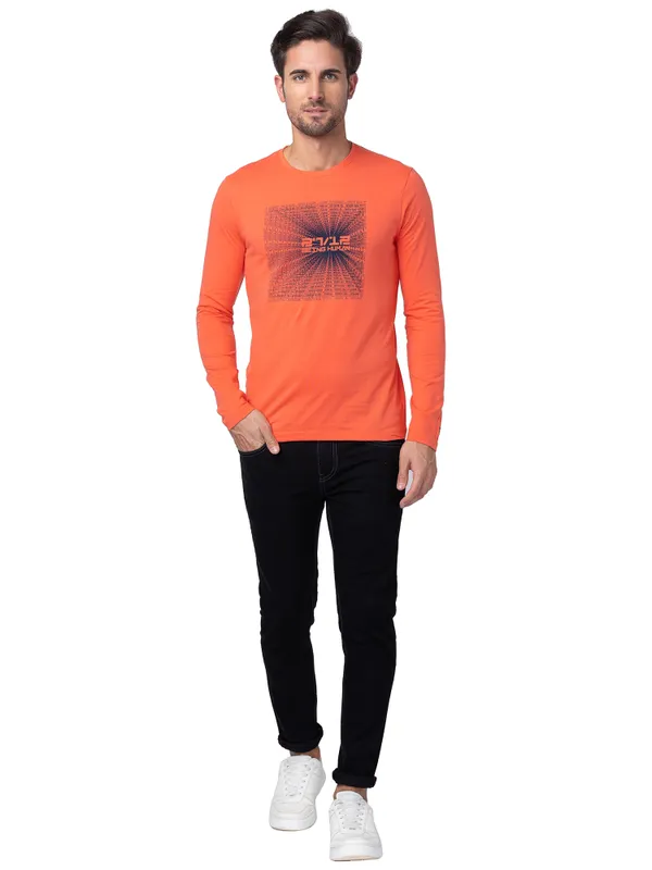 Being Human Clothing Men Regular Fit Crew Neck T-Shirts-Hot Coral