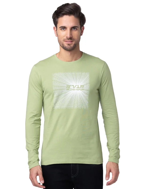 Being Human Clothing Men Regular Fit Crew Neck T-Shirts-Tarragon