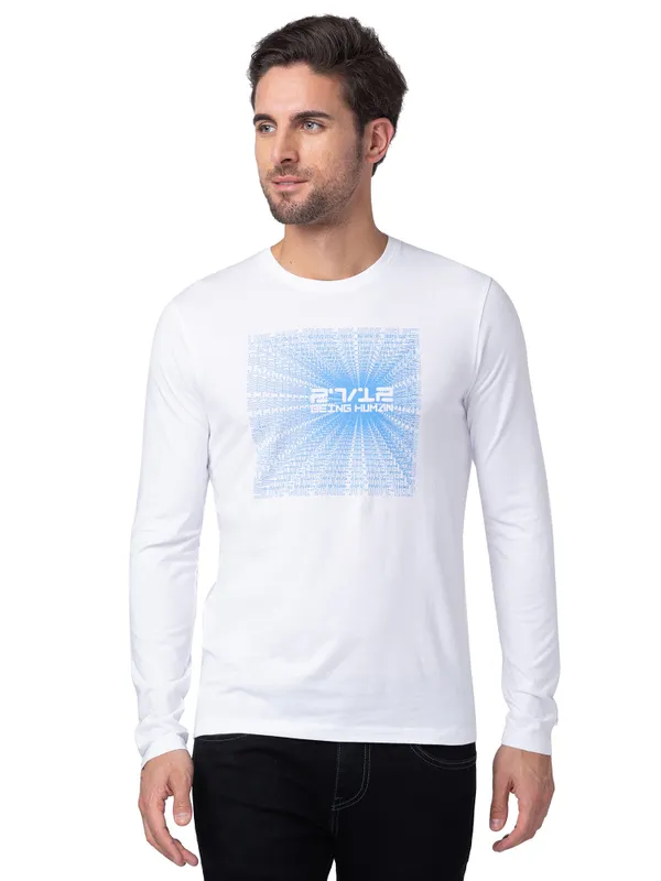 Being Human Clothing Men Regular Fit Crew Neck T-Shirts-White
