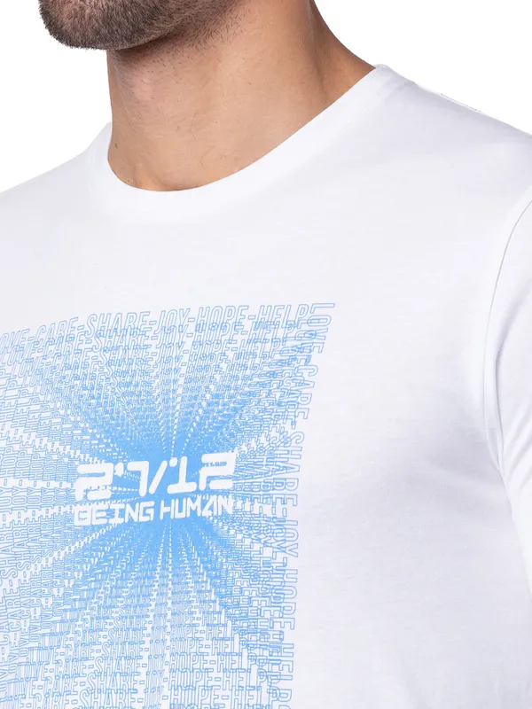 Being Human Clothing Men Regular Fit Crew Neck T-Shirts-White