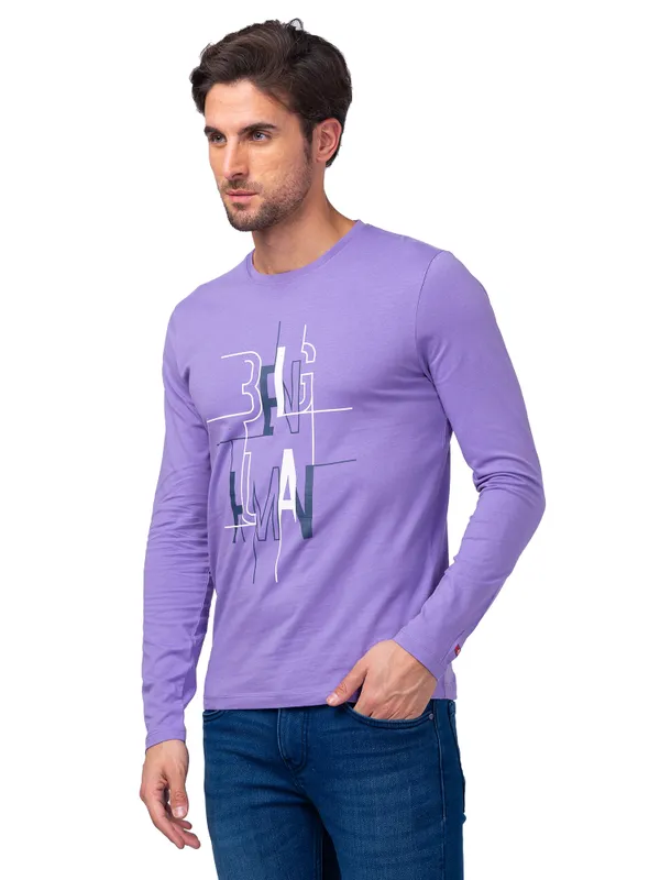 Being Human Regular Fit Men Crew Neck T-Shirts-Paisley Purple