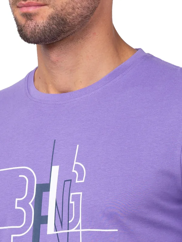 Being Human Regular Fit Men Crew Neck T-Shirts-Paisley Purple
