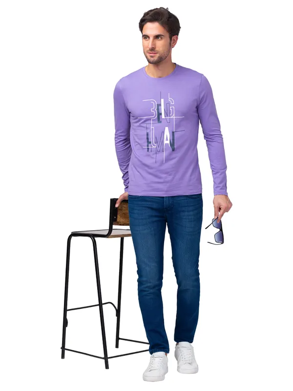 Being Human Regular Fit Men Crew Neck T-Shirts-Paisley Purple