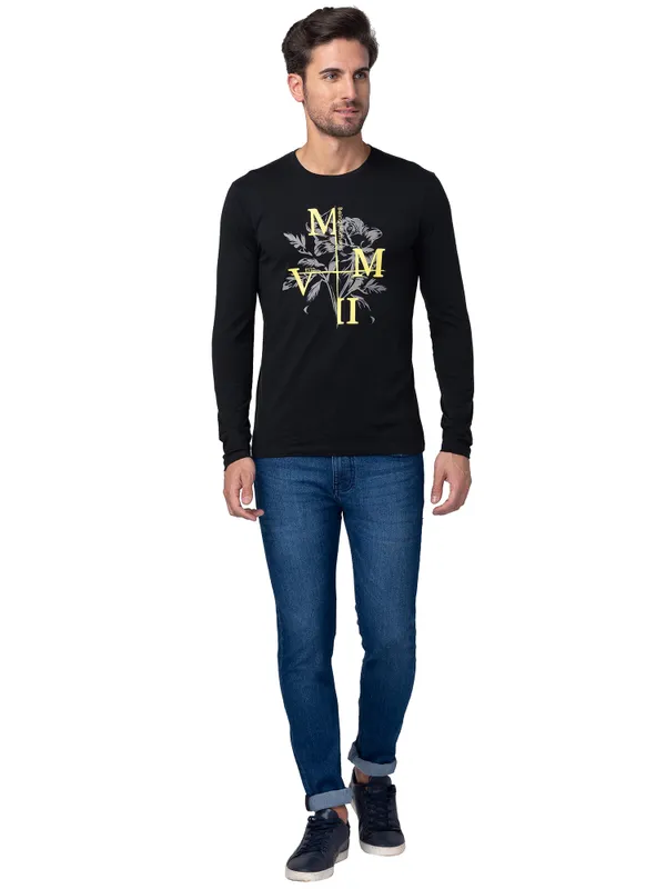 Being Human Regular Fit Men Crew Neck T-Shirts-Black