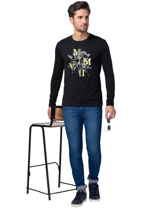 Being Human Regular Fit Men Crew Neck T-Shirts-Black