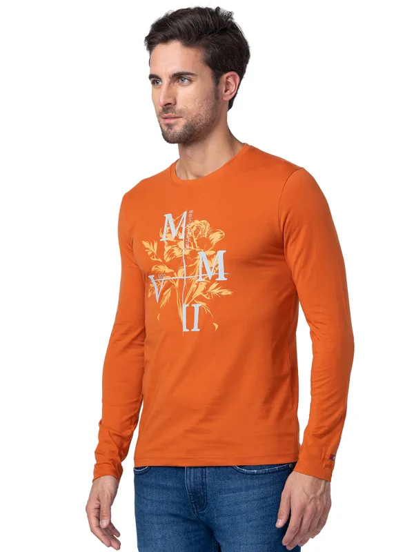 Being Human Regular Fit Men Crew Neck T-Shirts-Gold Flam