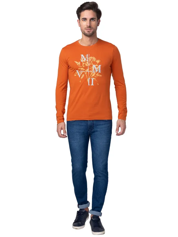 Being Human Regular Fit Men Crew Neck T-Shirts-Gold Flam