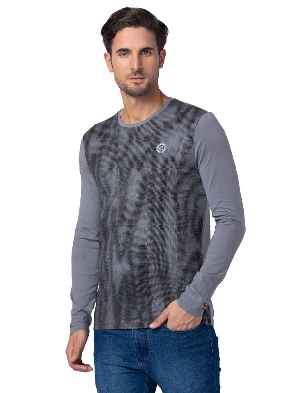 Being Human Regular Fit Men Crew Neck T-Shirts-Smoked Pearl