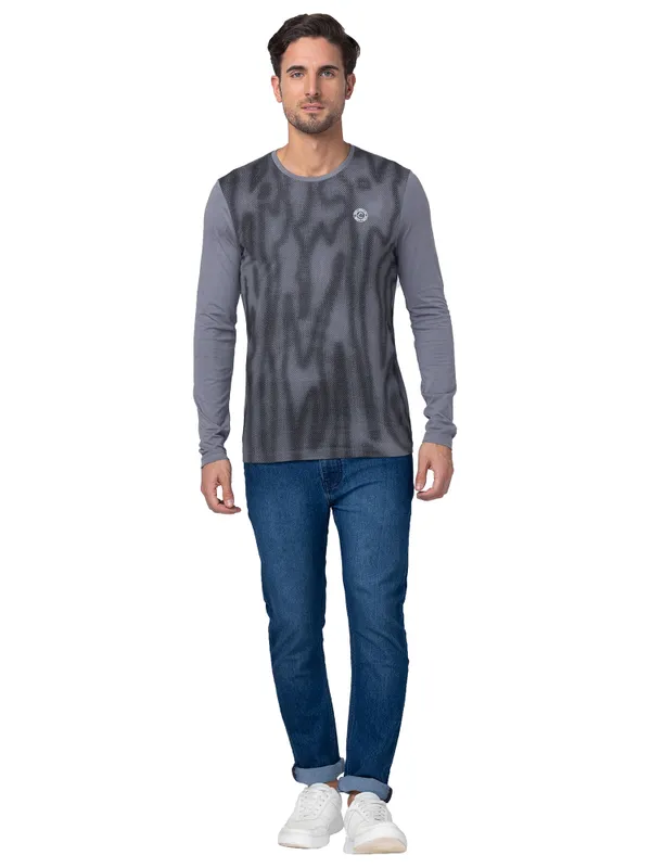 Being Human Regular Fit Men Crew Neck T-Shirts-Smoked Pearl