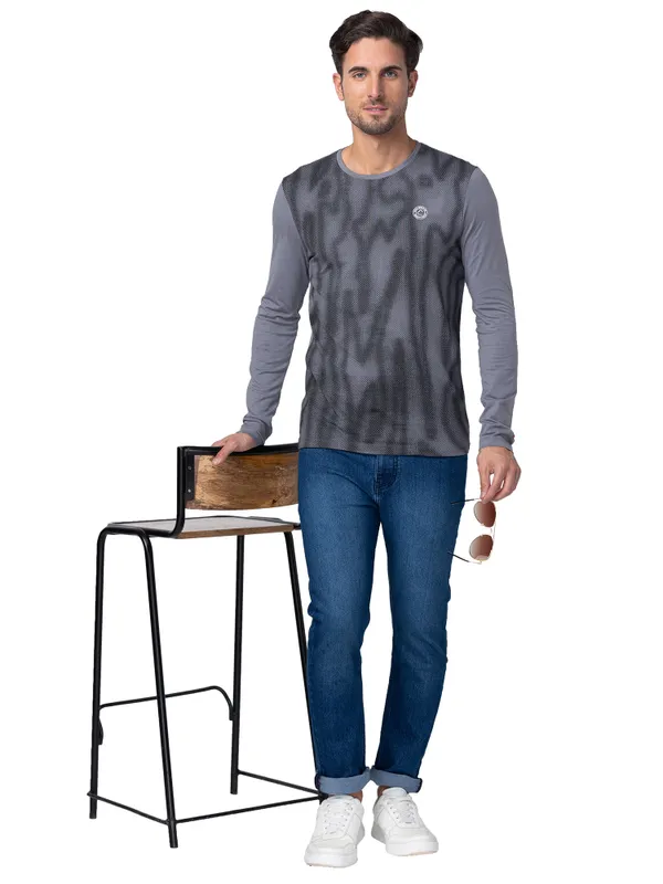 Being Human Regular Fit Men Crew Neck T-Shirts-Smoked Pearl