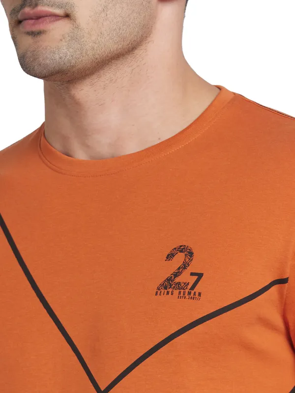 Being Human Clothing Men Regular Fit Crew Neck T-Shirts-Gold Flam