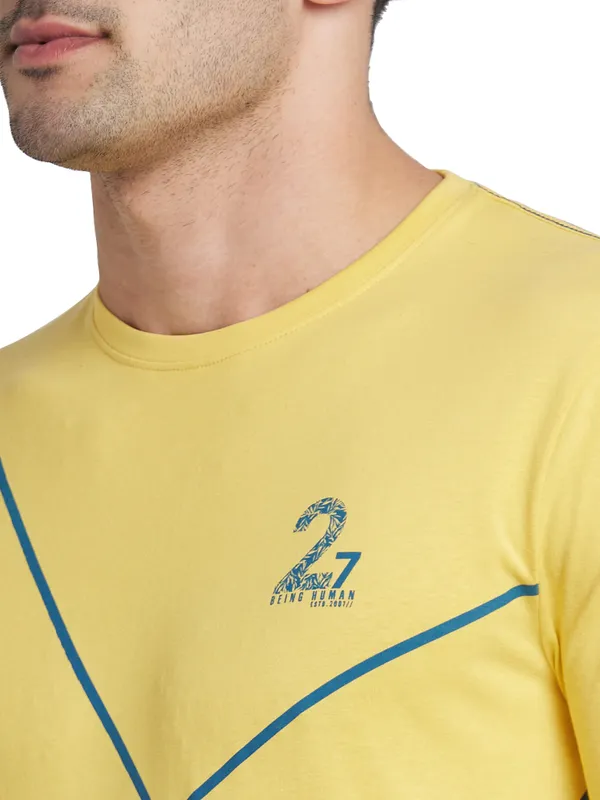 Being Human Clothing Men Regular Fit Crew Neck T-Shirts-Mimosa