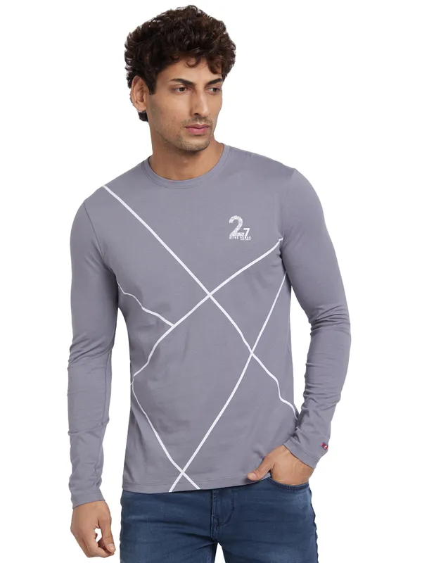 Being Human Clothing Men Regular Fit Crew Neck T-Shirts-Smoked Pearl