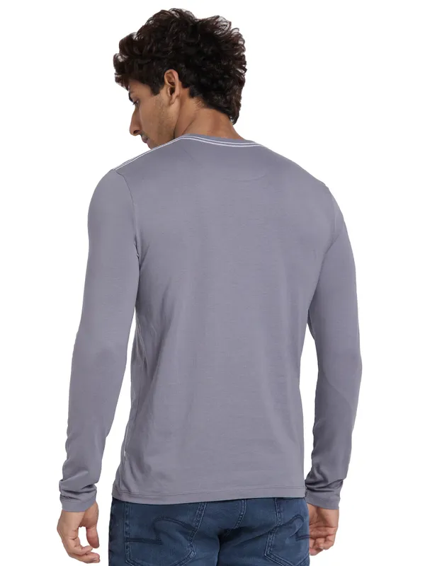 Being Human Clothing Men Regular Fit Crew Neck T-Shirts-Smoked Pearl