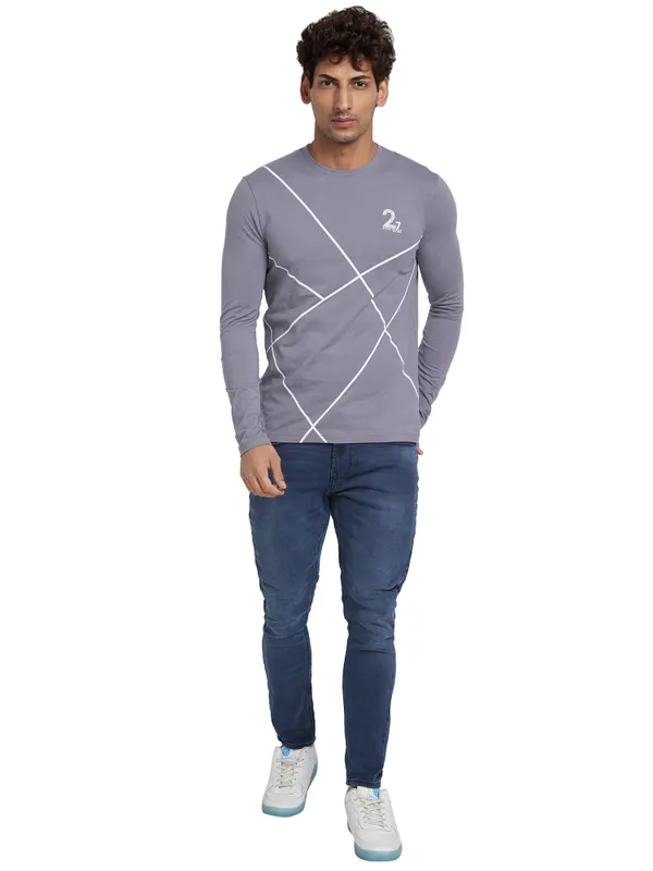 Being Human Clothing Men Regular Fit Crew Neck T-Shirts-Smoked Pearl