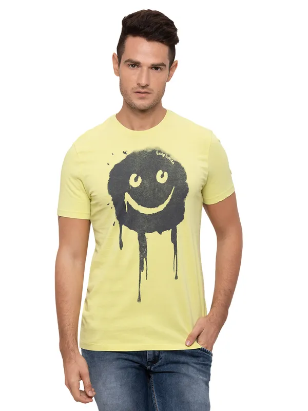 Being Human Clothing Men Regular Fit Crew Neck T-Shirts-Lime Yellow
