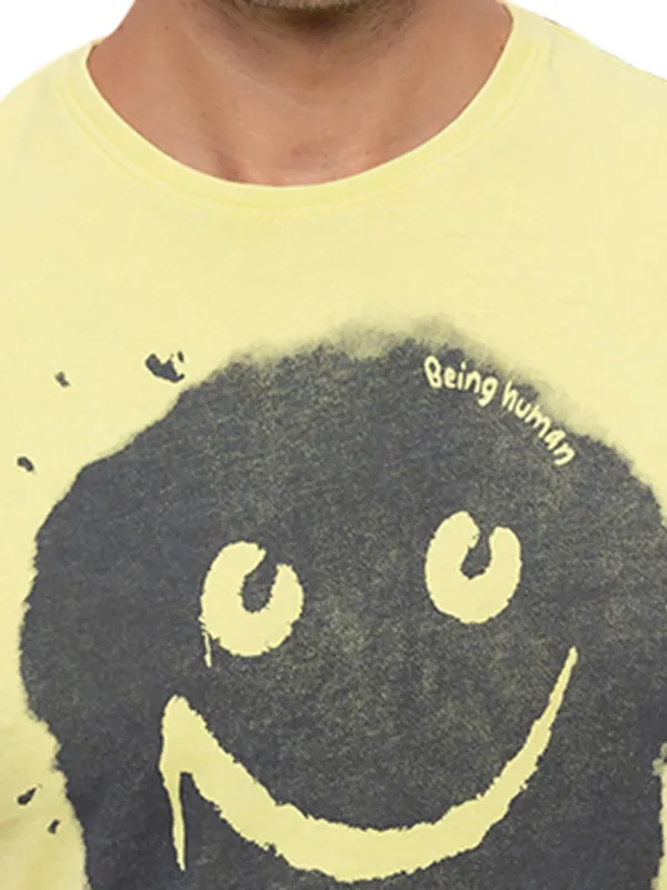 Being Human Clothing Men Regular Fit Crew Neck T-Shirts-Lime Yellow