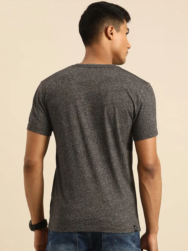 Being Human Regular Fit Men Crew Neck T-Shirts-Black Ecru