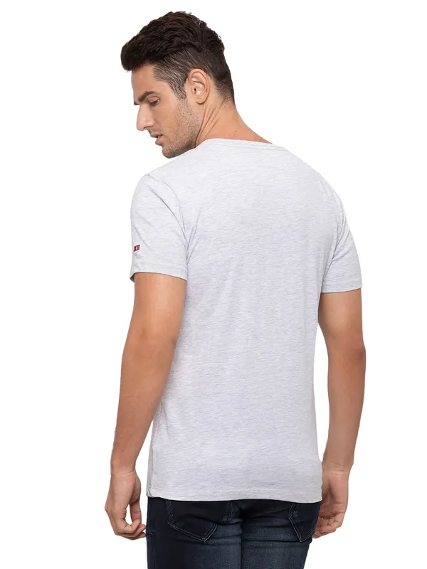 Being Human Clothing Men Regular Fit Crew Neck T-Shirts-Light Grey Melange