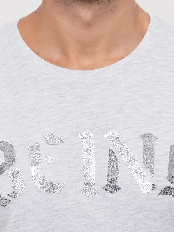 Being Human Clothing Men Regular Fit Crew Neck T-Shirts-Light Grey Melange