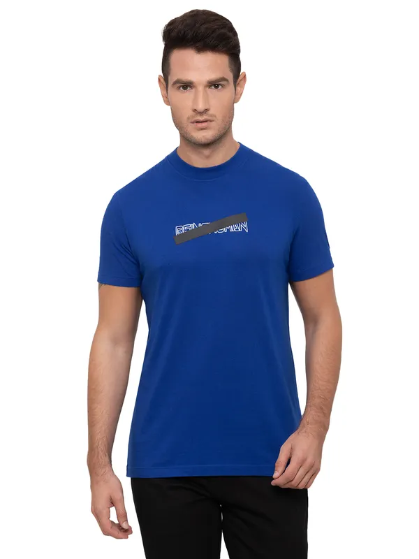 Being Human Regular Fit Men Crew Neck T-Shirts-Royal Blue