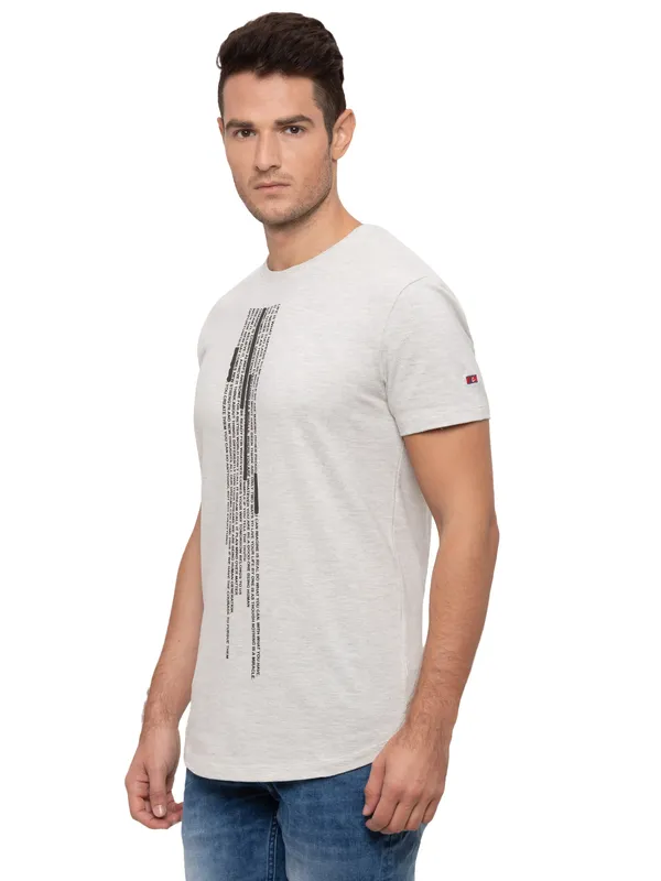 Being Human Regular Fit Men Crew Neck T-Shirts-Ecru Mel