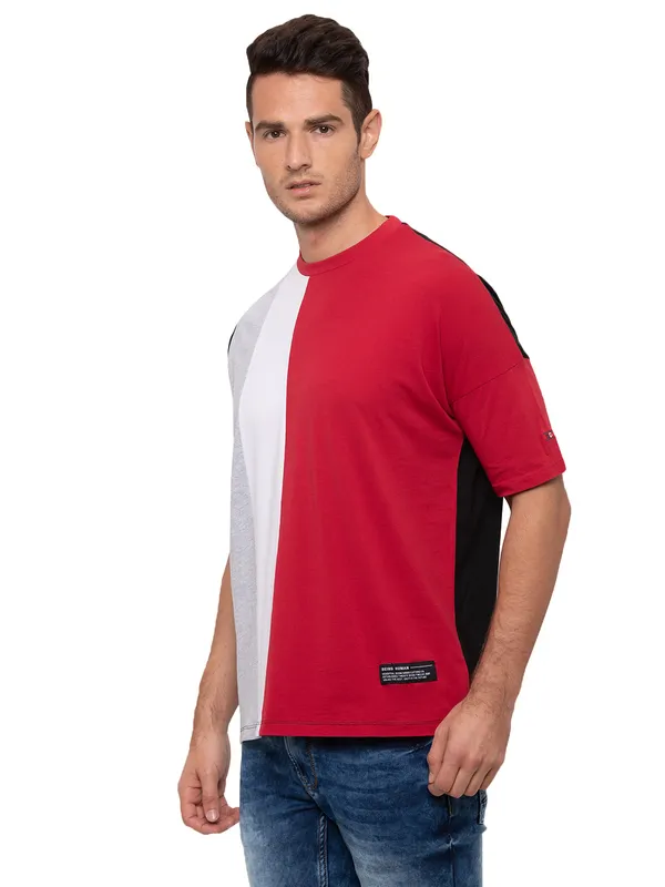 Being Human Oversized Fit Men Crew Neck T-Shirts-Deep Red