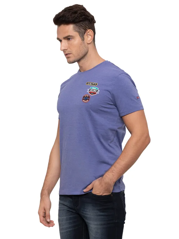 Being Human Clothing Men Regular Fit Crew Neck T-Shirts-Dark Royal Blue Melange