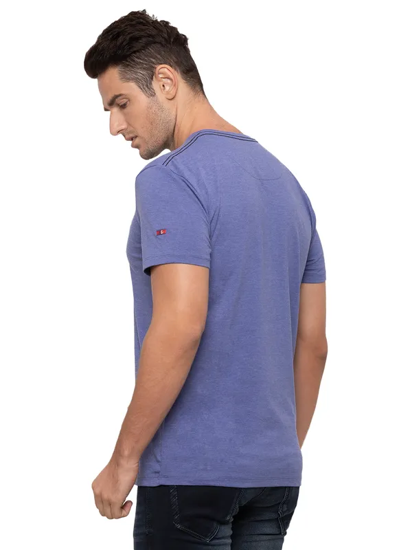 Being Human Clothing Men Regular Fit Crew Neck T-Shirts-Dark Royal Blue Melange