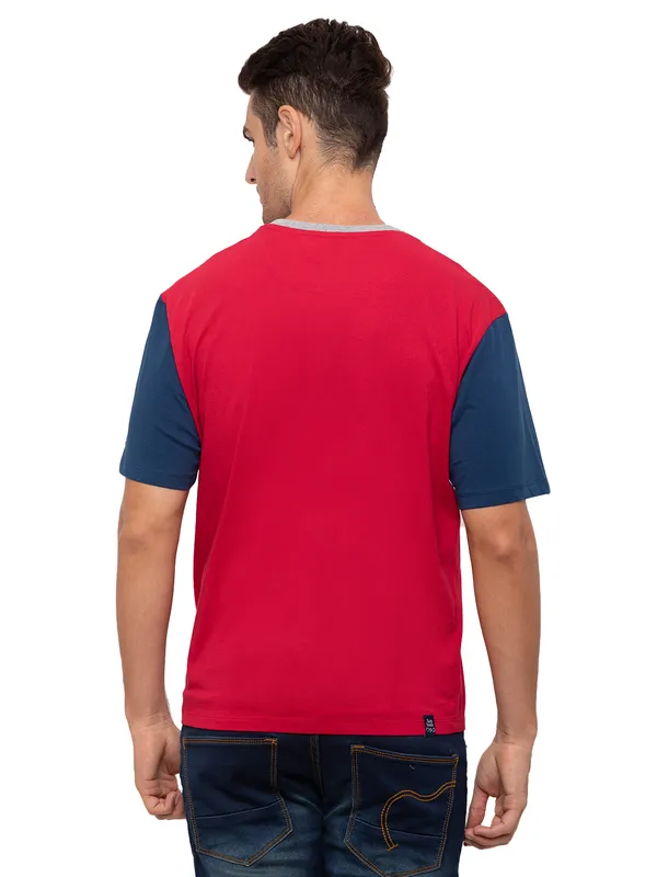 Being Human Regular Fit Men Crew Neck T-Shirts-Crimson Red