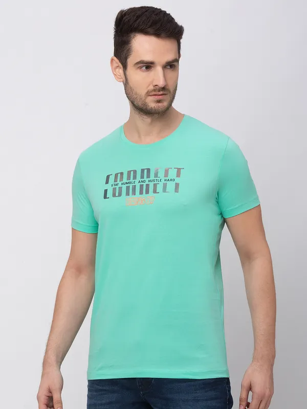 Being Human Clothing Men Regular Fit Crew Neck T-Shirts-Pista Green