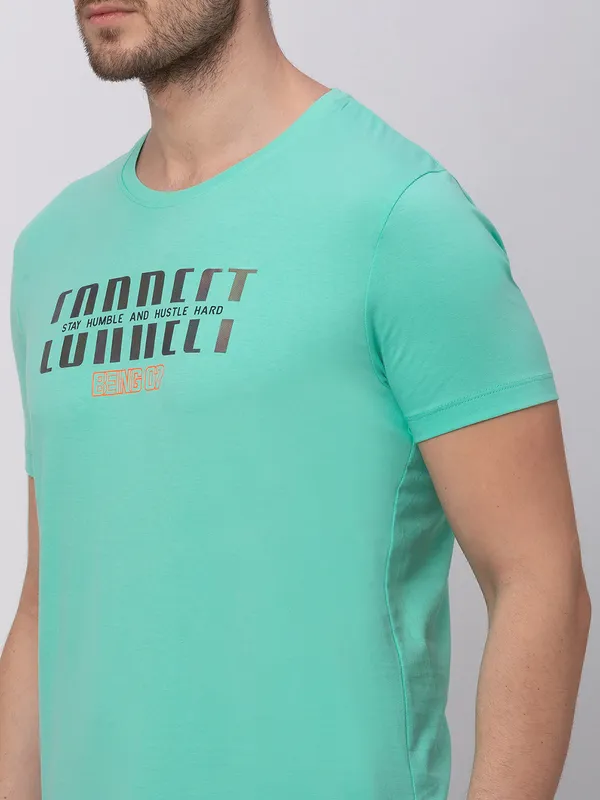 Being Human Clothing Men Regular Fit Crew Neck T-Shirts-Pista Green