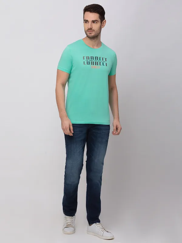 Being Human Clothing Men Regular Fit Crew Neck T-Shirts-Pista Green