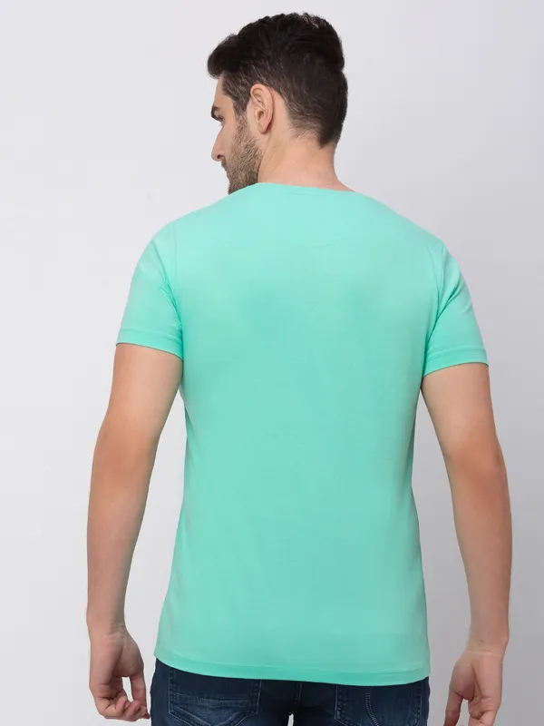 Being Human Clothing Men Regular Fit Crew Neck T-Shirts-Pista Green